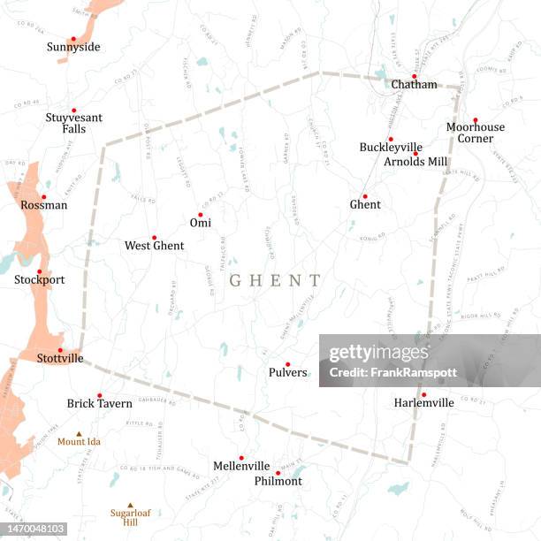 stockillustraties, clipart, cartoons en iconen met ny columbia ghent vector road map - ghent