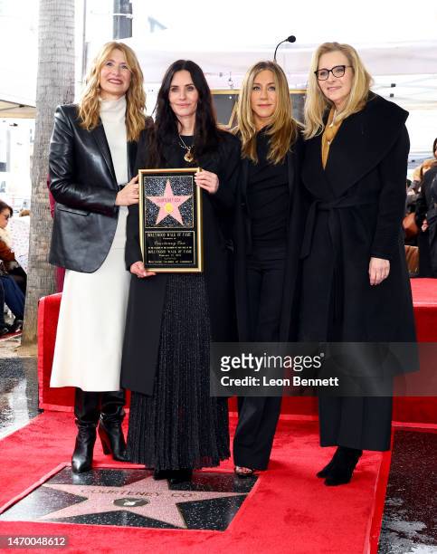 Laura Dern, Courteney Cox, Jennifer Aniston and Lisa Kudrow attend the Hollywood Walk of Fame Star Ceremony for Courteney Cox on February 27, 2023 in...
