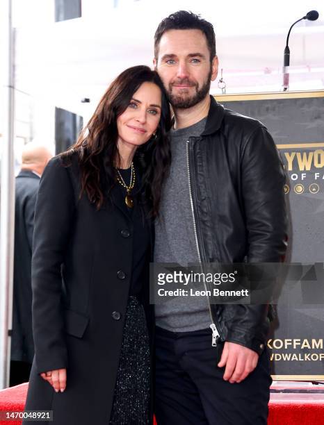 Courteney Cox and Johnny McDaid attend the Hollywood Walk of Fame Star Ceremony for Courteney Cox on February 27, 2023 in Hollywood, California.