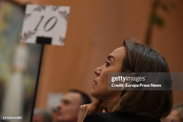 The secretary general of the Partido Popular and spokesperson of the party in Congress, Cuca Gamarra, during the first presentation of the 'El...