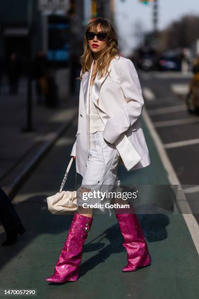 Suki Waterhouse is seen in Midtown on February 27, 2023 in New York City.