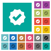Verified sticker solid square flat multi colored icons