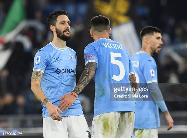 Luis Alberto of SS Lazio celebrates the winner game at the end of the Serie A match between SS Lazio and UC Sampdoria at Stadio Olimpico on February...