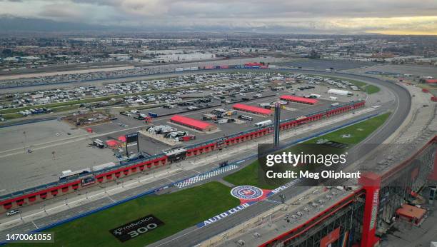 An aerial view of Auto Club Speedway on February 27, 2023 in Fontana, California.