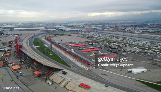 An aerial view of Auto Club Speedway on February 27, 2023 in Fontana, California.