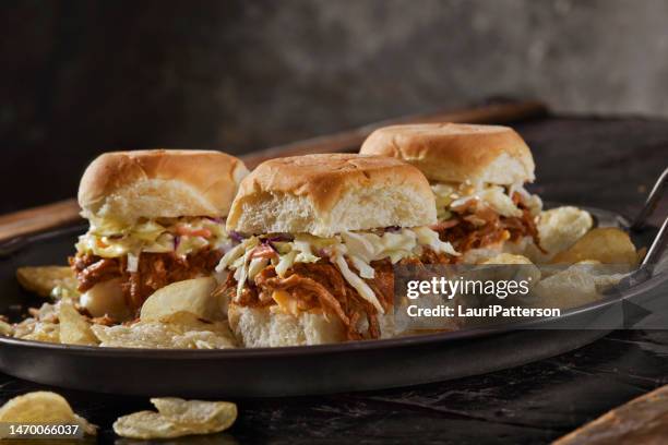 pulled pork sliders - mini burger stock pictures, royalty-free photos & images