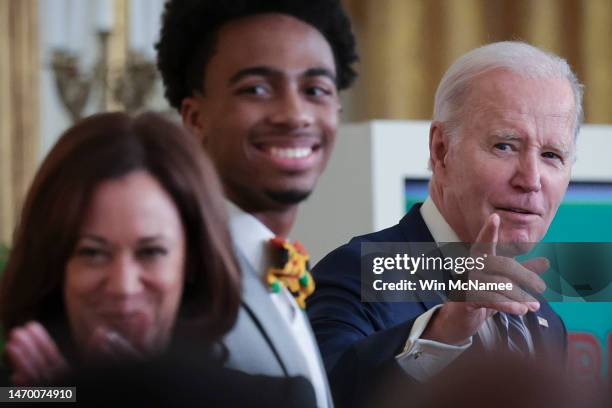 President Joe Biden speaks during an event in the East Room of the White House marking Black History Month February 27, 2023 in Washington, DC. Black...