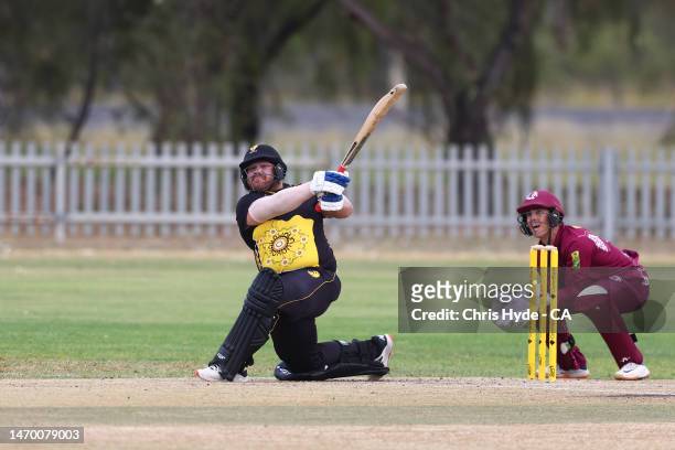 Bevan Bennell of Western Australia bats during the mens match between Queensland and Western Australia during the 2023 National Indigenous...