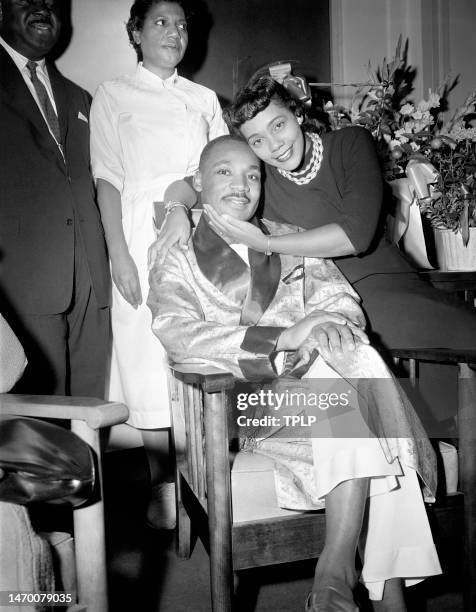 American civil rights activist and Baptist minister Reverend Ralph Abernathy, nurse Louise Stone, and American author, activist, and civil rights...