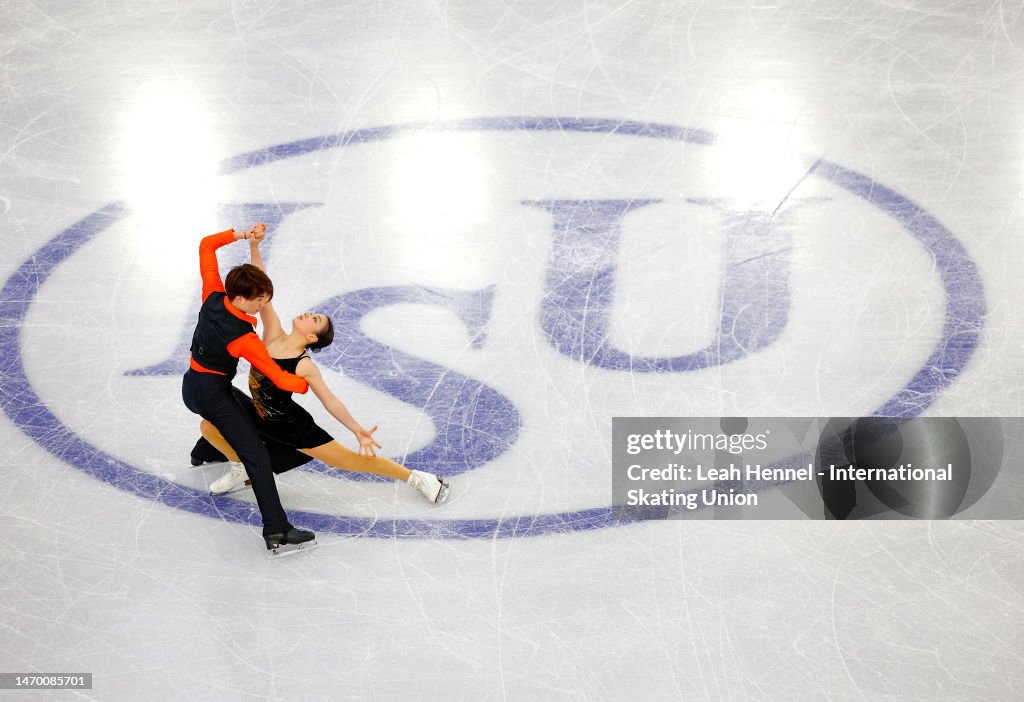 Figure Skating Routine Nao Kida and Masaya Morita of Japan practice their ice dance routine ...