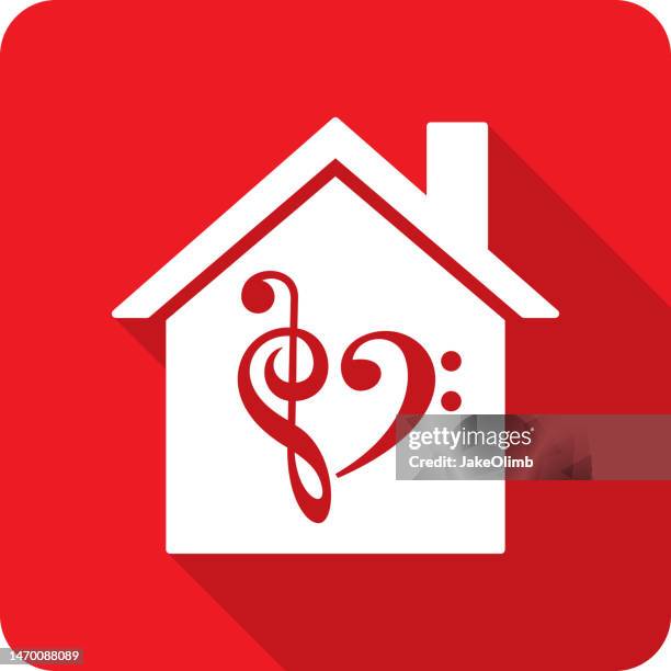 ilustraciones, imágenes clip art, dibujos animados e iconos de stock de house music note heart icon silhouette - clave baja