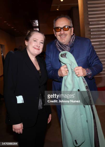 Sarah Ruhl and Elvis Costello attend the Premiere of Sarah Ruhl's "Letters From Max" at Signature Theatre on February 27, 2023 in New York City.
