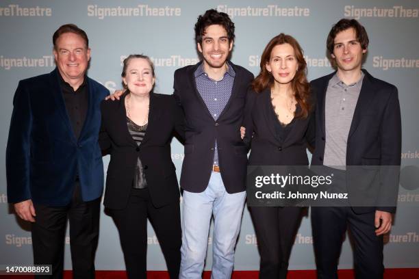 Timothy J. McClimon, Sarah Ruhl, Ben Edelman, Jessica Hecht, and Zane Pais attend the Premiere of Sarah Ruhl's "Letters From Max" at Signature...