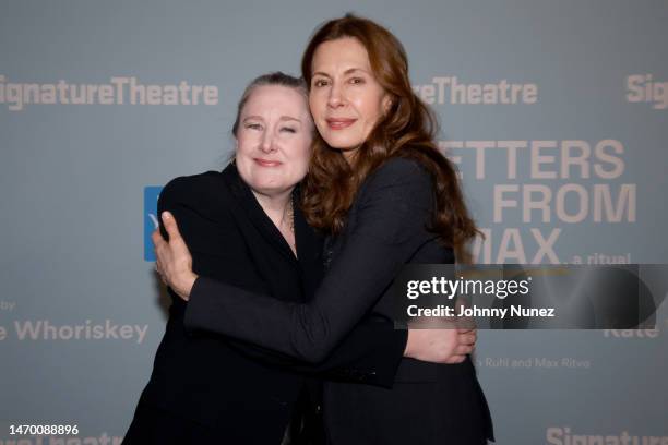 Sarah Ruhl and Jessica Hecht attend the Premiere of Sarah Ruhl's "Letters From Max" at Signature Theatre on February 27, 2023 in New York City.