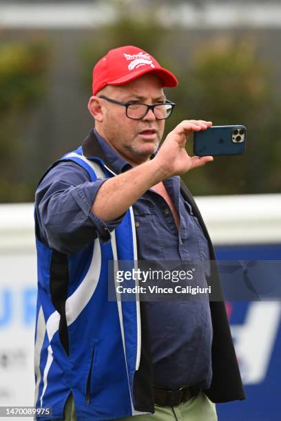 Trainer Peter Moody is seen after Incentivise raced in a barrier trial at Pakenham Racecourse on February 28, 2023 in Melbourne, Australia.
