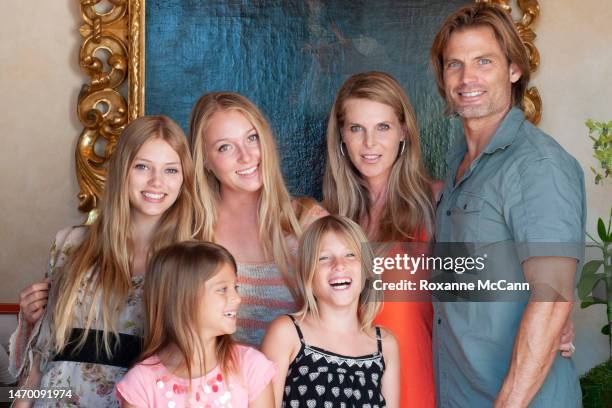 Grace Van Dien, India Oxenberg, actress Catherine Oxenberg, actor Casper Van Dien and Celeste Van Dien and Maya Van Dien pose for a photo at their...