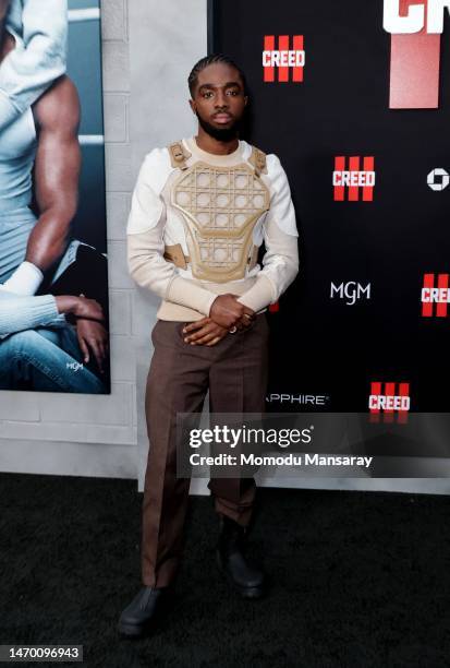 Caleb McLaughlin attends the Los Angeles Premiere of "CREED III" at TCL Chinese Theatre on February 27, 2023 in Hollywood, California.