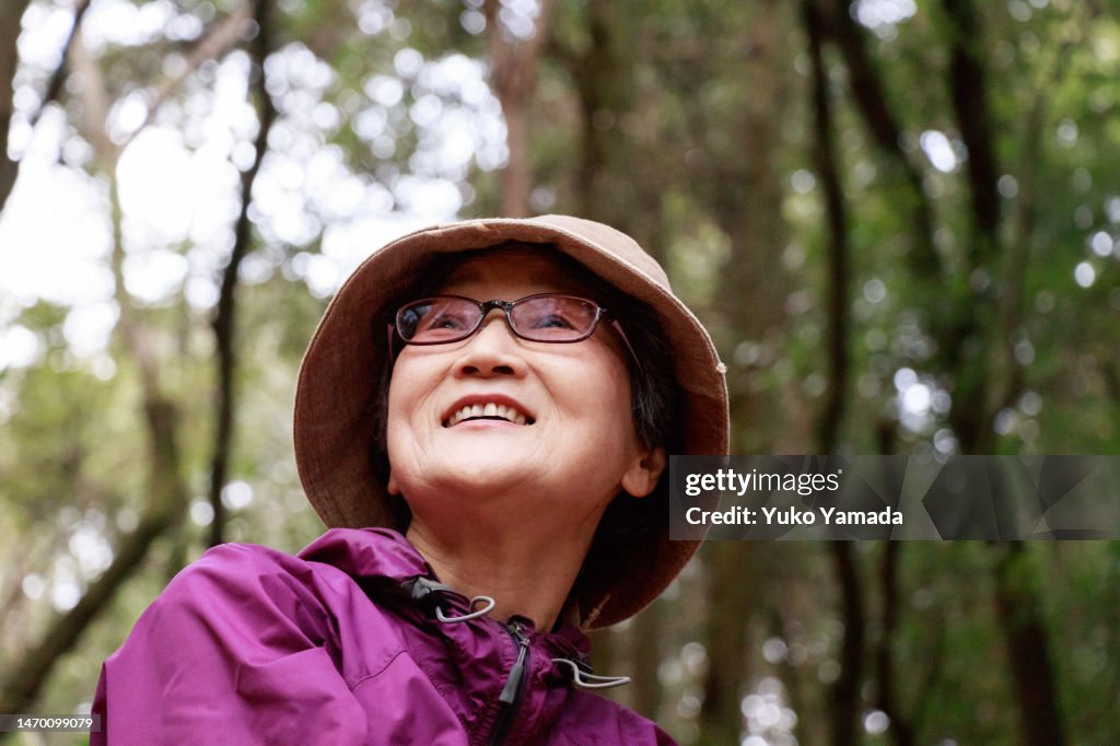 Active Senior Having a Break While Hiking