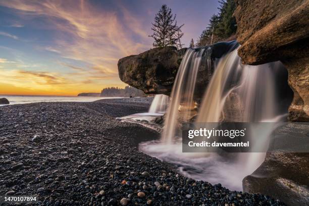 sandcut beach falls - pacific northwest stock pictures, royalty-free photos & images