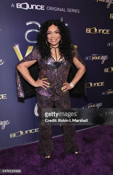 Tisha Campbell attends the official premiere screening of Bounce TV's "Act Your Age" at The London West Hollywood at Beverly Hills on February 27,...
