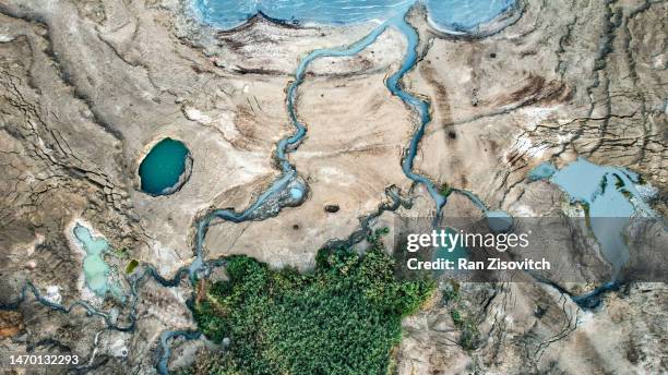 dead sea landscape from drone - israel nature stock pictures, royalty-free photos & images