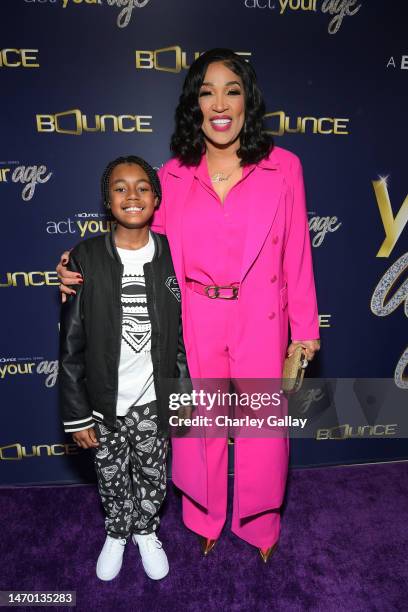 Kym Whitley and son Joshua Whitley attend Bounce TV's "Act Your Age" Los Angeles Series Premiere at The London West Hollywood at Beverly Hills on...