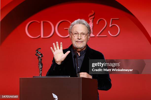 Billy Crystal speaks onstage during the 25th Annual Costume Designers Guild Awards at Fairmont Century Plaza on February 27, 2023 in Los Angeles,...