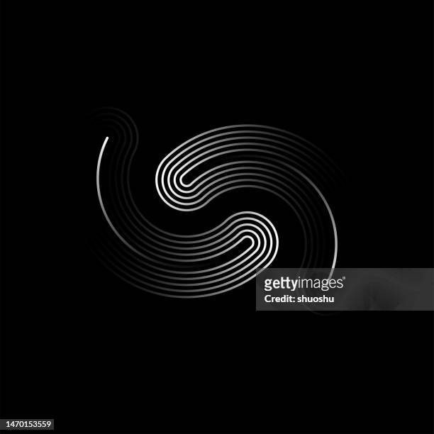 schwarz-weiß-vektorillustration drehendes radiales wellenkreismuster, yin- und yang-zeichen - ying yang stock-grafiken, -clipart, -cartoons und -symbole