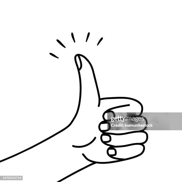 thumbs up doodle icon. hand drawn symbol vector - thumbs up line stock illustrations