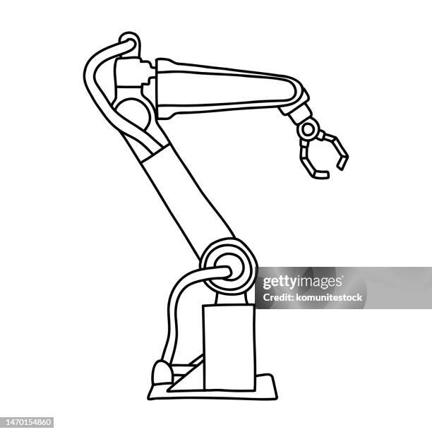 robotic arm doodle icon. hand drawn symbol vector - robotic arm stock illustrations