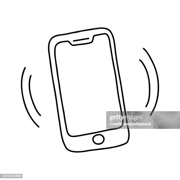 ilustraciones, imágenes clip art, dibujos animados e iconos de stock de icono de garabato de teléfono inteligente. vector de símbolos dibujado a mano - movilidad