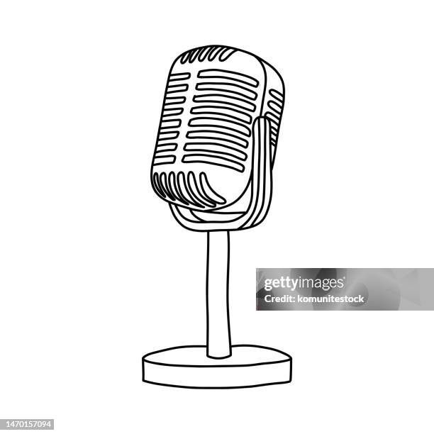 microphone doodle icon. hand drawn symbol vector - microphone stock illustrations