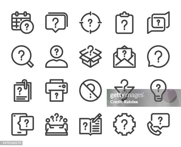 question - bold line icons - communication problems stock illustrations