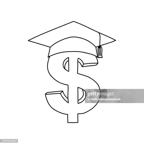 scholarship doodle icon. hand drawn symbol vector - student loan vector stock illustrations