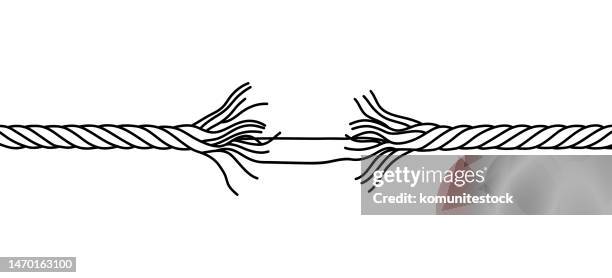 frayed rope about to break concept doodle. hand drawn symbol vector - string stock illustrations