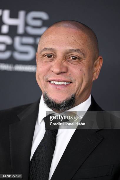 Roberto Carlos poses for a photo on the Green Carpet ahead of The Best FIFA Football Awards 2022 on February 27, 2023 in Paris, France.