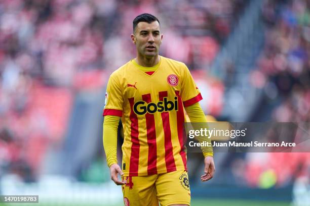 Borja Garcia of Girona FC reactsduring the LaLiga Santander match between Athletic Club and Girona FC at San Mames Stadium on February 26, 2023 in...