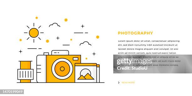 photography concept web banner design - photoshoot backdrop stock illustrations