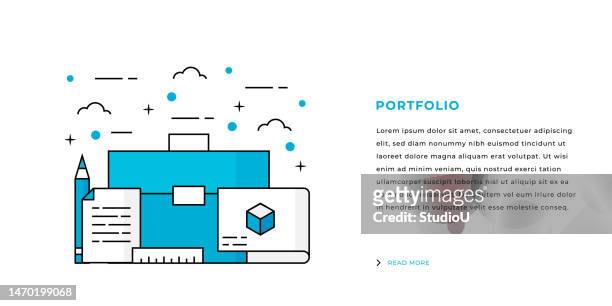 portfolio konzept webbanner design - projektmanager stock-grafiken, -clipart, -cartoons und -symbole