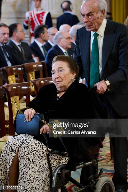 Princess Margarita de Borbon and Carlos Zurita attend the presentation of the "Digital Portal of Hispanic History" at the Royal Palace on February...