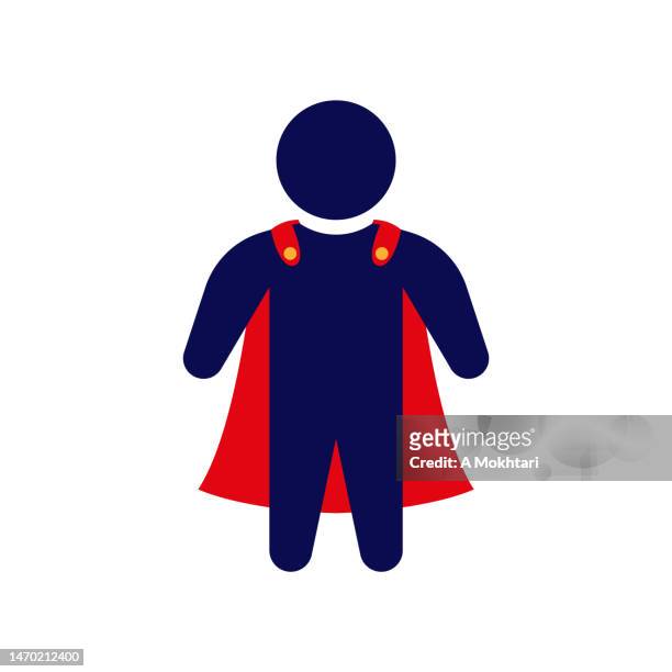 superhelden-ikone mit rotem umhang. - headland stock-grafiken, -clipart, -cartoons und -symbole