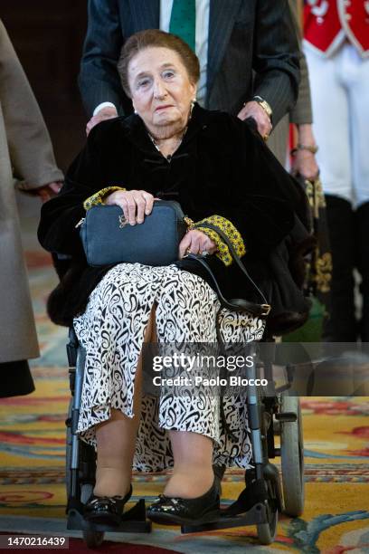 Margarita de Borbon attends the Presentation of the "Digital Portal of Hispanic History" at The Royal Palace on February 28, 2023 in Madrid, Spain.