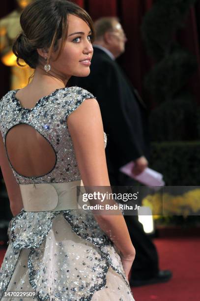 Miley Cyrus at the 81st annual Academy Awards at the Kodak Theater, February 22, 2009 in Los Angeles, California.