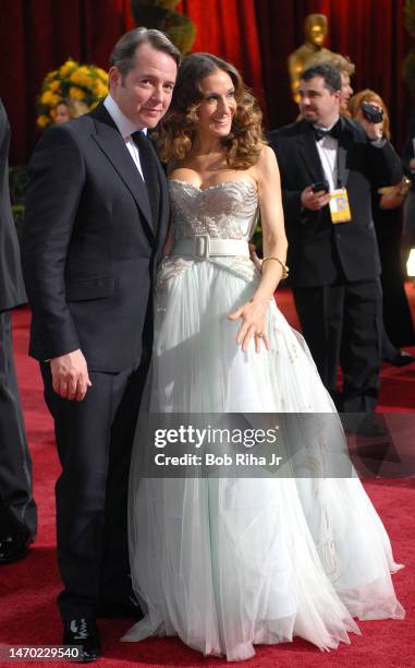 Married actors Matthew Broderick and Sarah Jessica Parker as they pose together on the red carpet at the Kodak Theater at the 81st Academy Awards,...