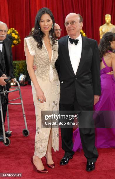 Media Mogul Rupert Murdoch and wife Wendi Deng Murdoch arrive at the Academy Awards, March 7, 2010 in Hollywood section of Los Angeles, California.