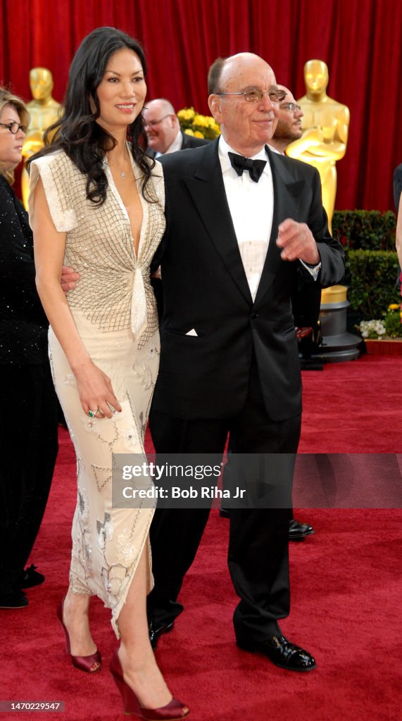 Media Mogul Rupert Murdoch and wife Wendi Deng Murdoch arrive at the