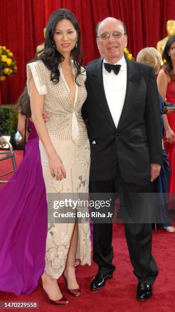 Media Mogul Rupert Murdoch and wife Wendi Deng Murdoch arrive at the Academy Awards, March 7, 2010 in Hollywood section of Los Angeles, California.