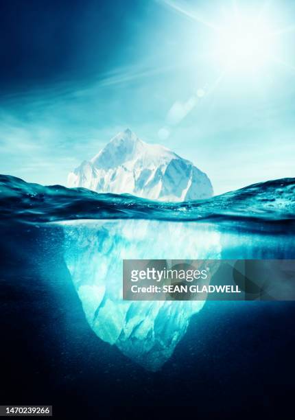 iceberg - iceberg above and below water stock pictures, royalty-free photos & images