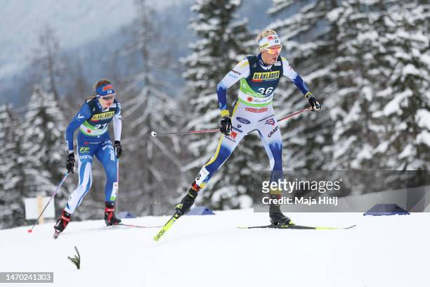 Frida Karlsson of Sweden competes in the Cross-Country Women's 10km Individual Start Free at the FIS Nordic World Ski Championships Planica on...
