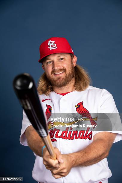 Taylor Motter of the St. Louis Cardinals poses for a portrait during St. Louis Cardinals Photo Day at Roger Dean Stadium on February 23, 2023 in...
